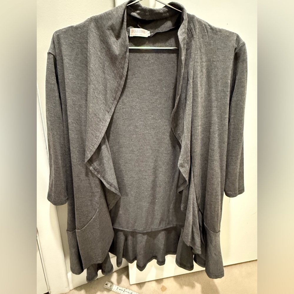 Gray Open-Front Women's Cardigan